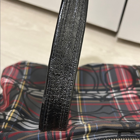 Coach Poppy Black and Red Plaid Tote with Black Sequin Trimming & Handles - Picture 16 of 17